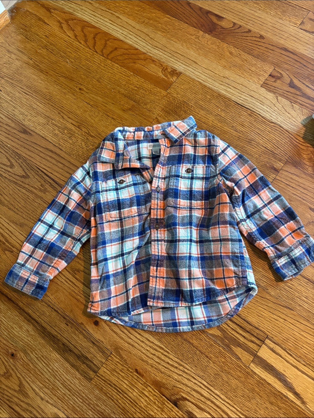 Gymboree Orange and Blue Plaid Button-Down Shirt Size 18-24 mos